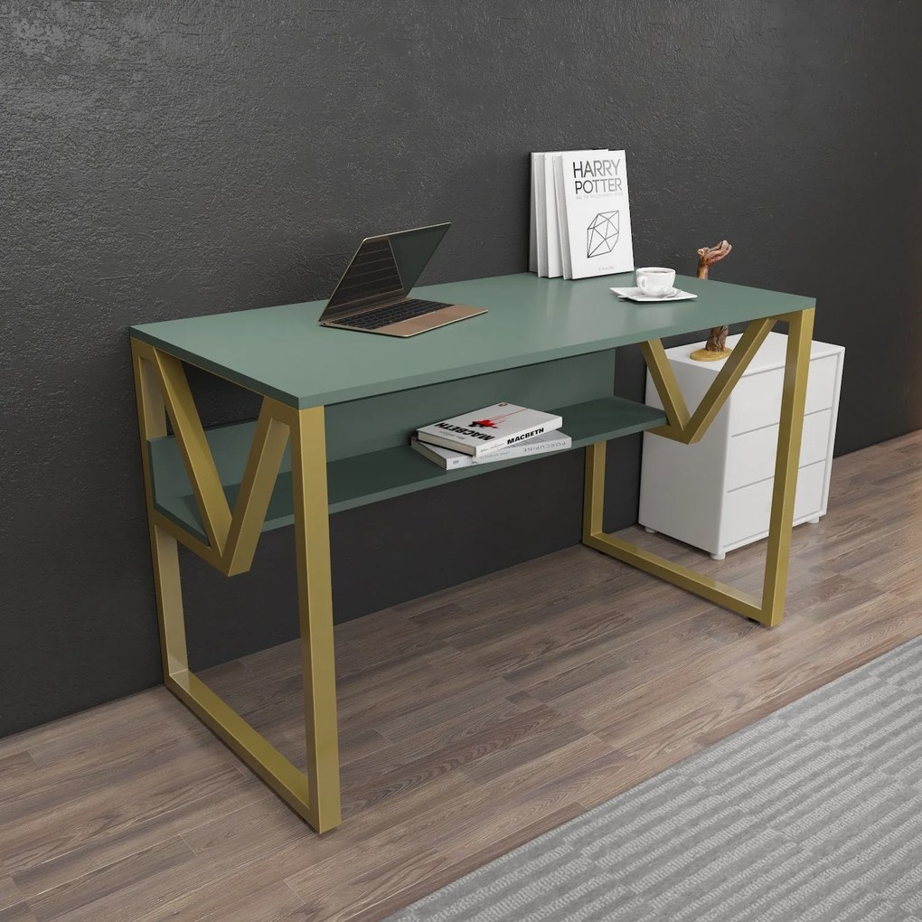 Secretária Lona – Verde Dourado – 120x72,8x60 cm