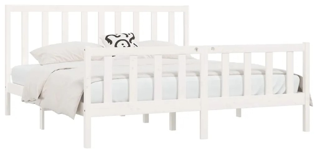 Estrutura de cama 200x200 cm madeira maciça branco