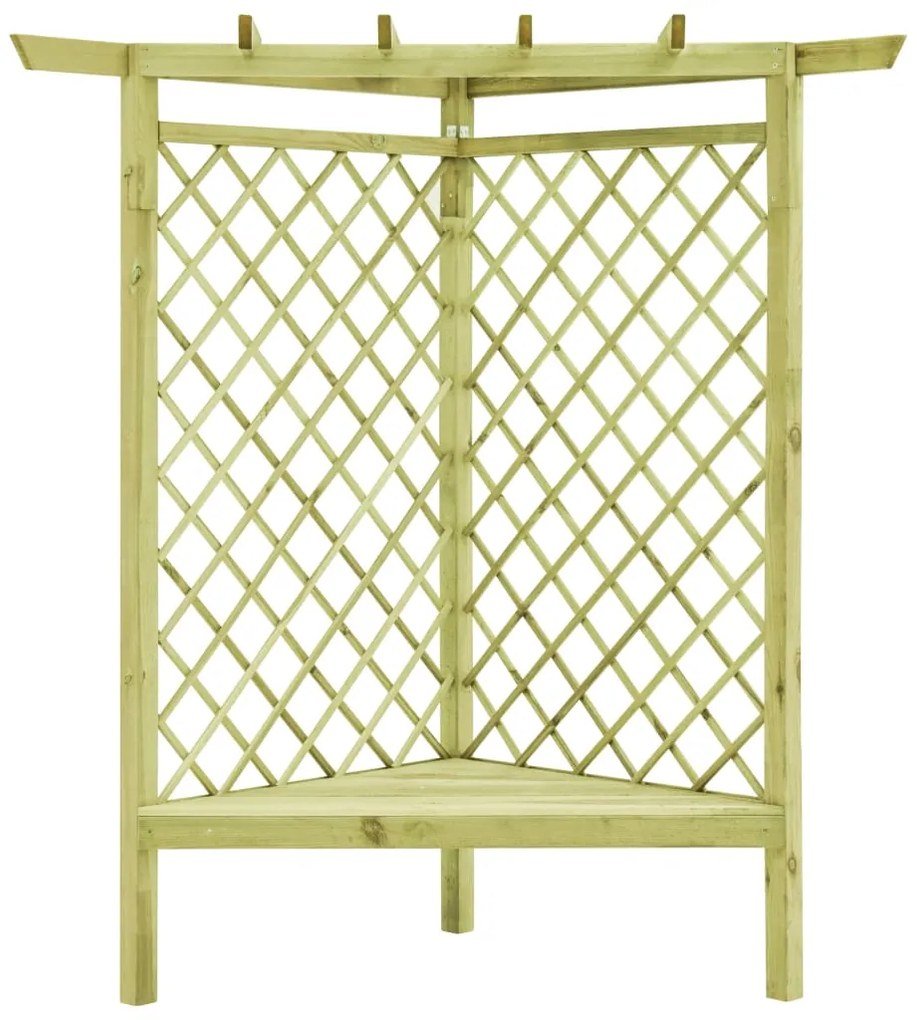 Pérgola de canto com banco 130x130x197 cm pinho impregnado