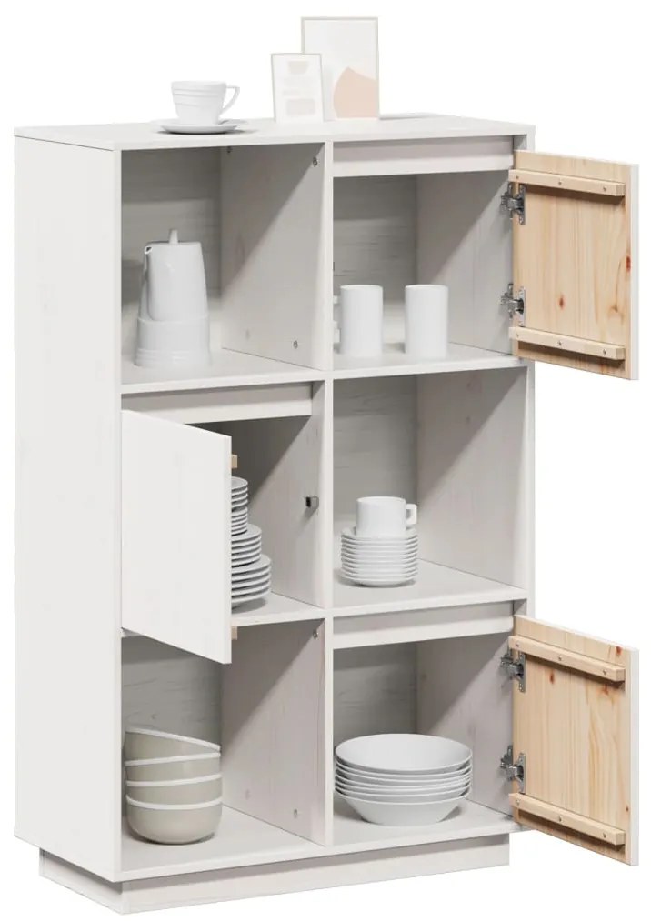 Aparador alto74x35x117 cm pinho maciço branco