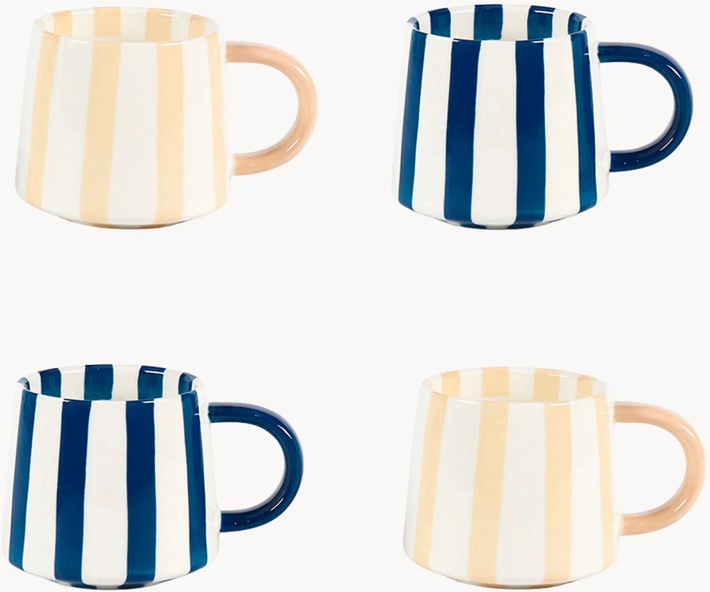 Canecas de cerâmica às riscas Twine, conjunto de 4