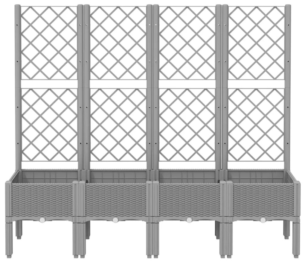 Vaso/floreira jardim c/ treliça 160x40x142 cm PP cinzento-claro