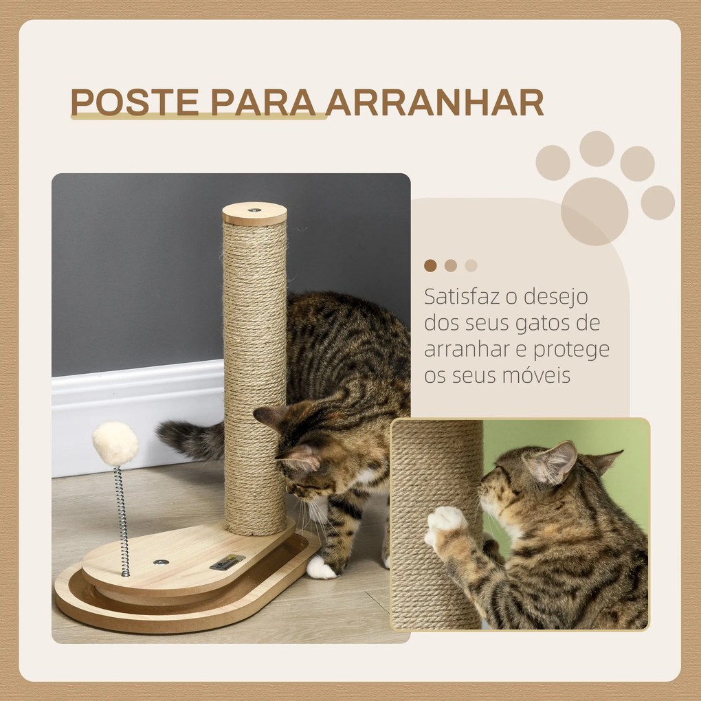 PawHut Arranhador para Gatos 40 cm Torre para Gatos com Poste de Arran