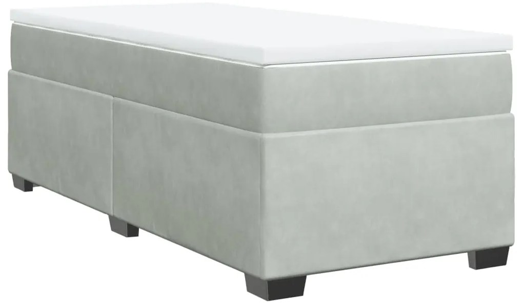 Cama com molas/colchão 90x200 cm veludo cinza-claro
