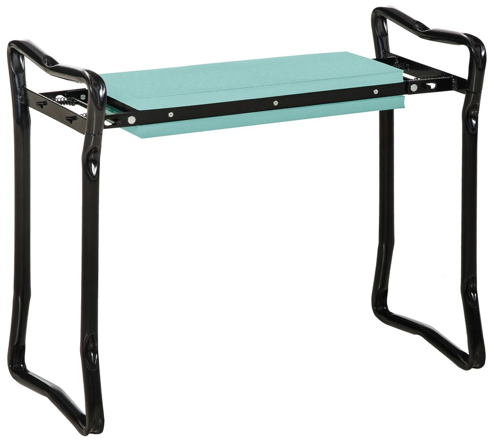 Outsunny Banco de jardim reclinável portátil e dobrável Banco de joelho carga 150kg almofada de espuma EVA 58x28x49cm preto e verde | Aosom Portugal