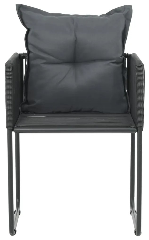 Cadeiras de exterior 2 pcs c/ almofadões vime PE preto