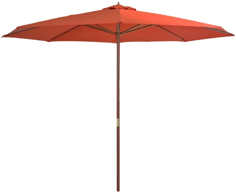 vidaXL Guarda-sol de exterior c/ poste de madeira 350 cm terracota