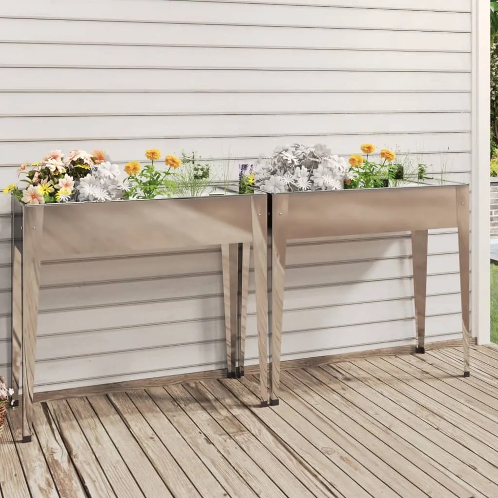 3154236 vidaXL Vasos/floreiras de jardim 2 pcs aço galvanizado