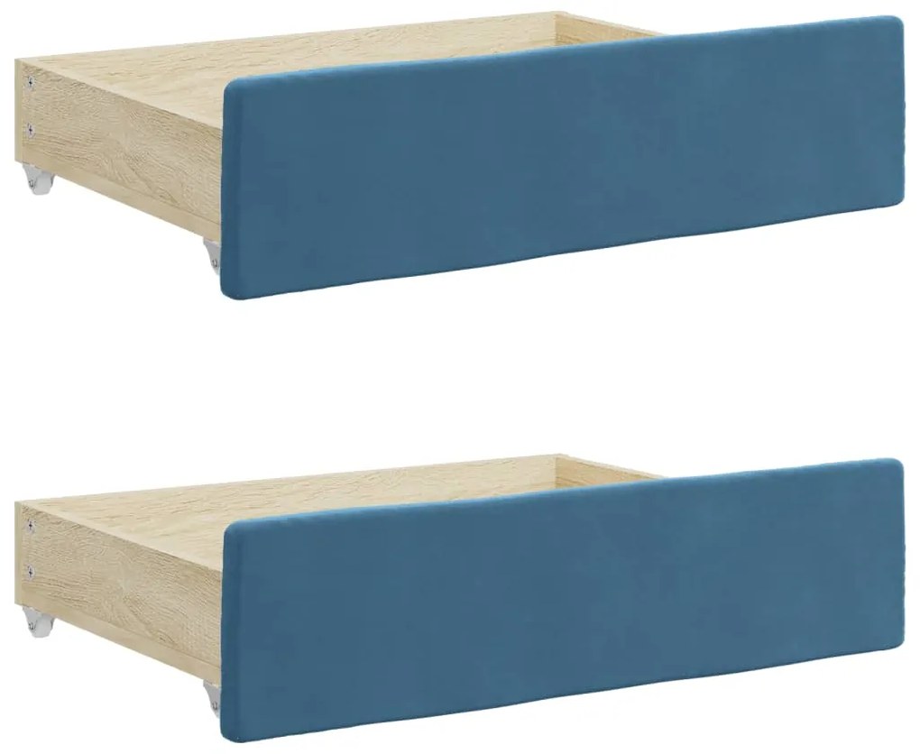 Sofá-cama com gavetão e gavetas 90x200 cm veludo azul