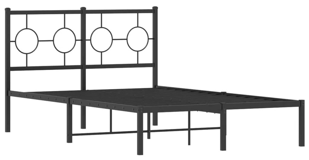 Estrutura de cama com cabeceira 120x190 cm metal preto