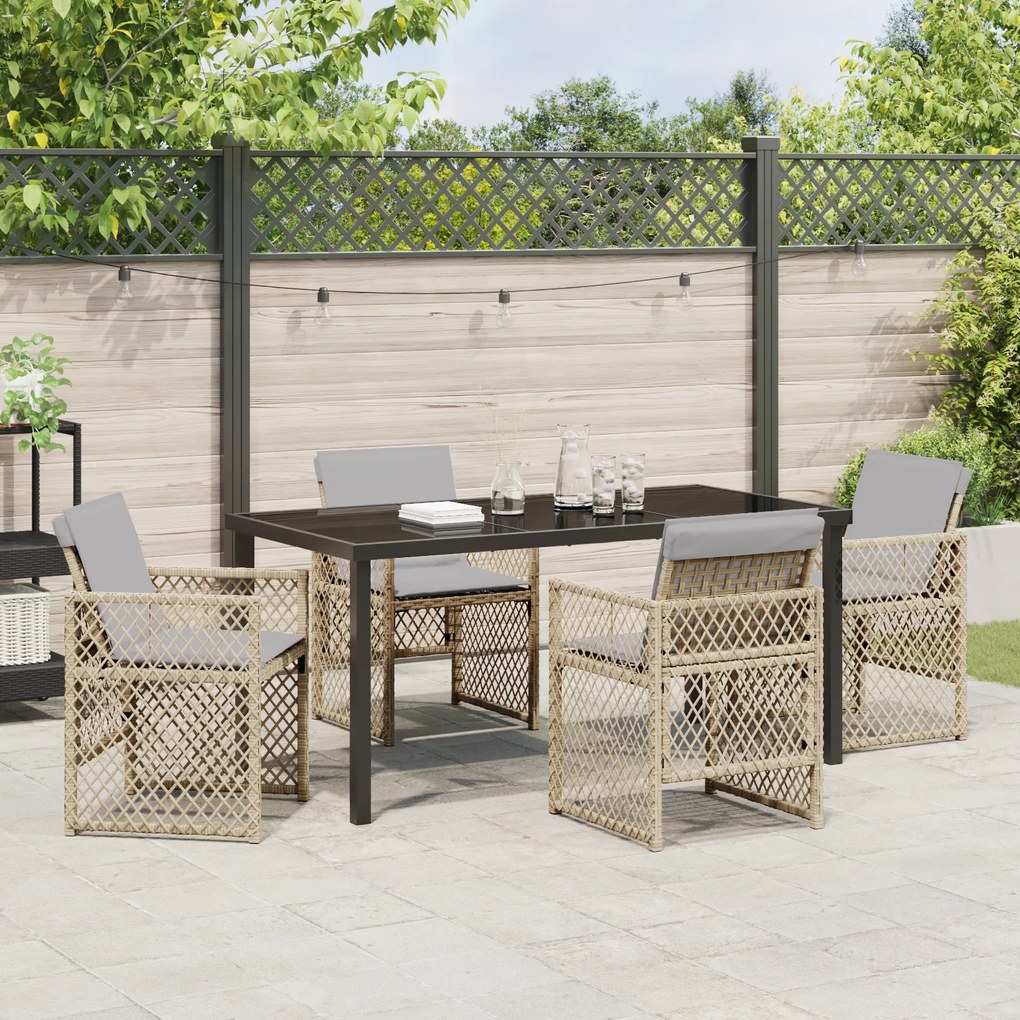 Conjunto de Jantar de Jardim vidaXL 5 Peças com Almofadas Bege Polirat