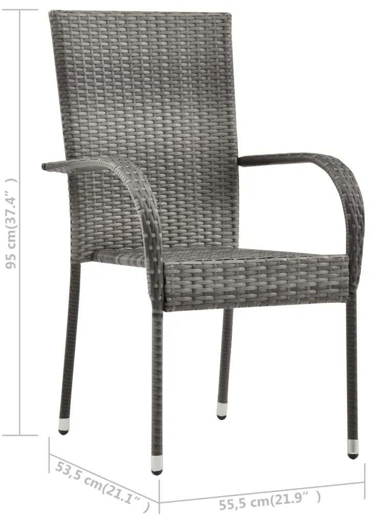 9 pcs conjunto de jantar para jardim cinzento