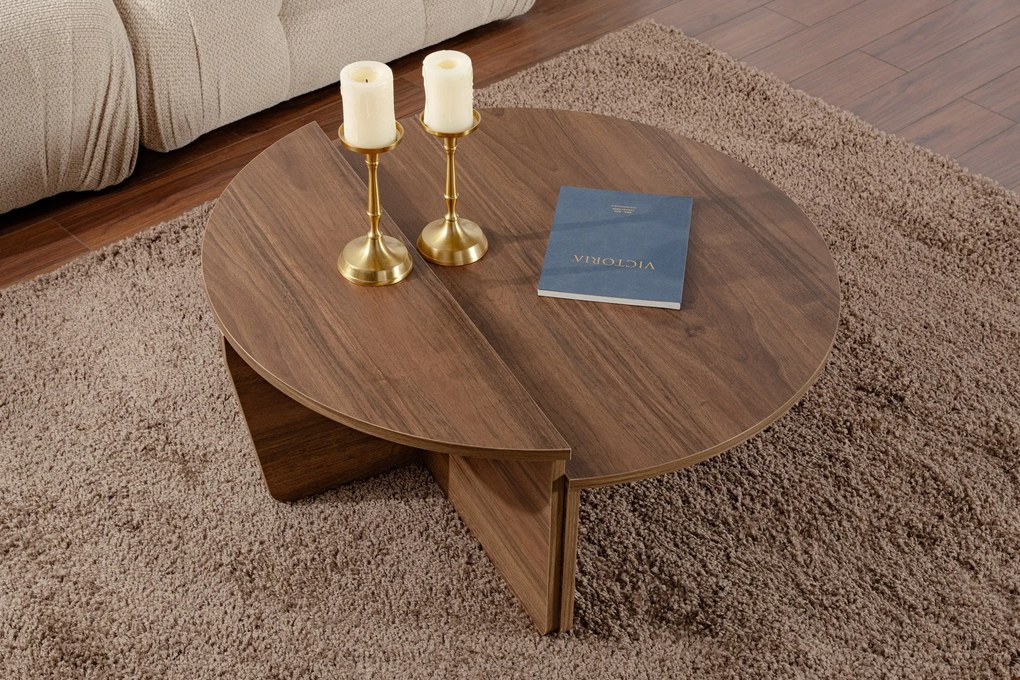 Mesa de Café Orion - Nogueira - 90x30x60 cm e 85x35x30 cm