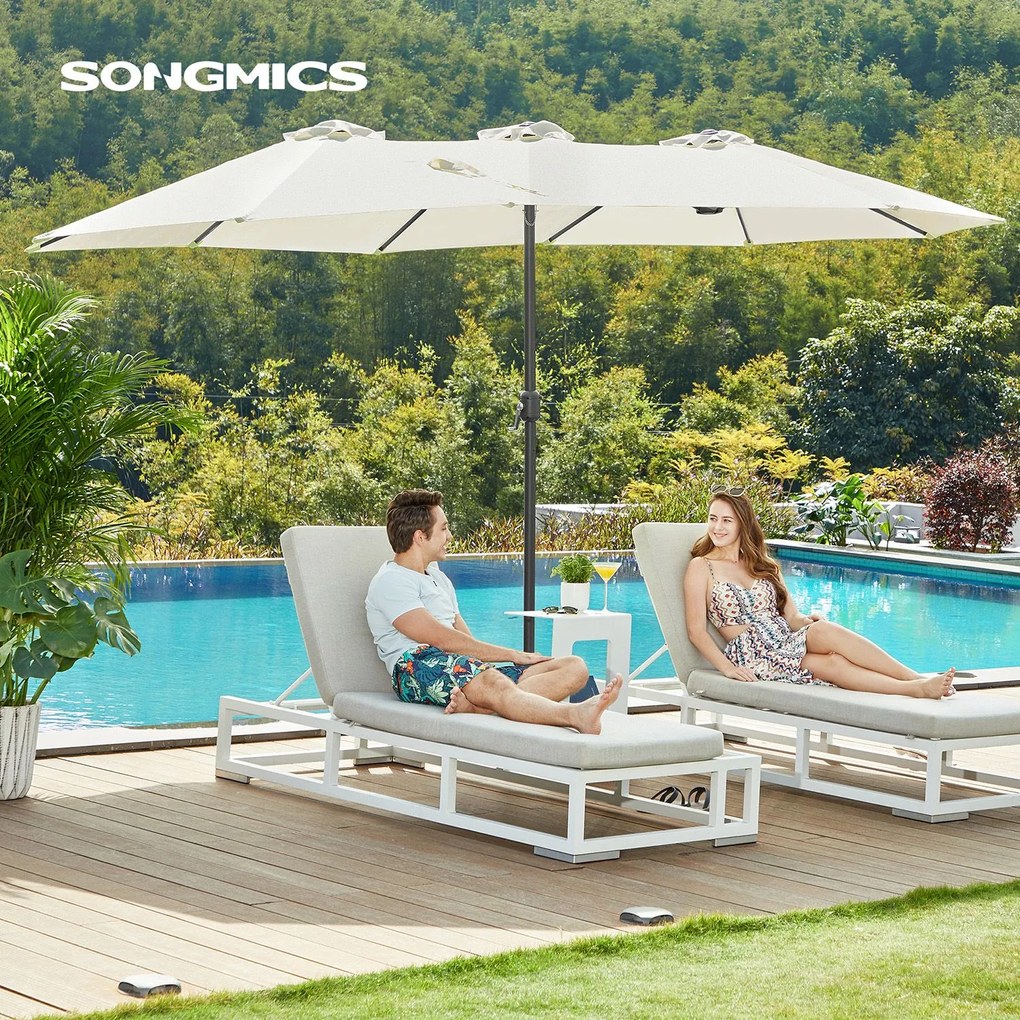 Guarda-sol duplo 460 x 270 cm (C x L) com manivela UPF 50+bege