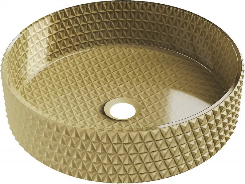 Mexen Aura lavatório de vidro sobre balcão 39 x 39 cm, dourado - 24013950