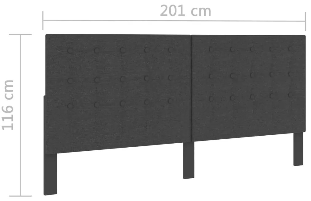Cabeceira de cama acolchoada 200x200 cm tecido cinzento-escuro