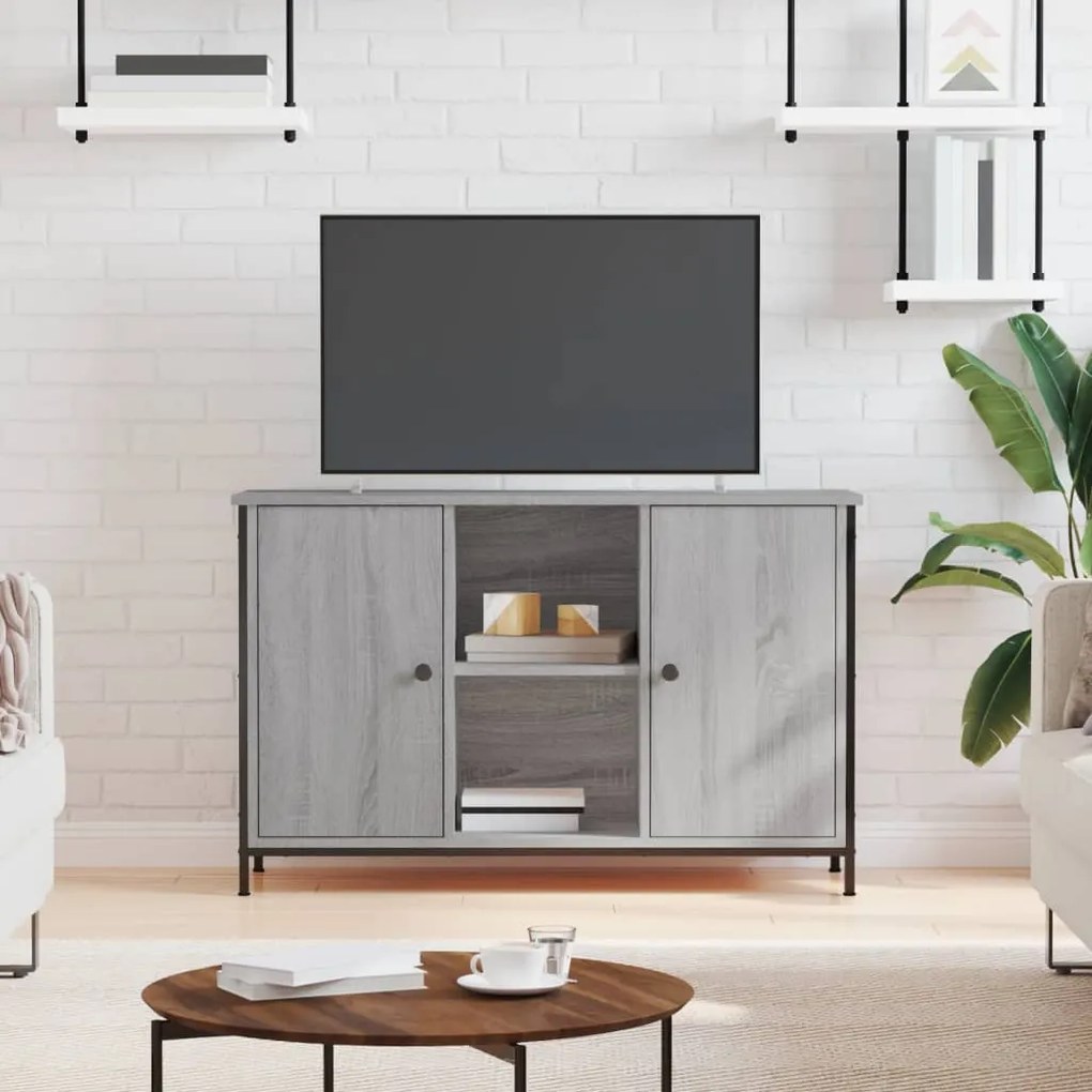 vidaXL Móvel de TV 100x35x65 cm derivados de madeira cinzento sonoma