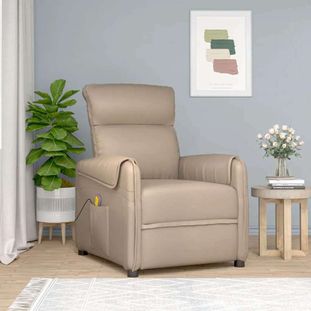 347995 vidaXL Cadeira de massagens couro artificial cappuccino