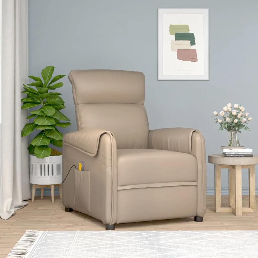 347995 vidaXL Cadeira de massagens couro artificial cappuccino