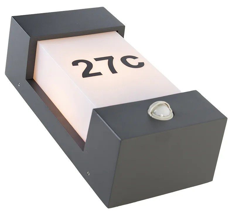 Candeeiro de parede exterior cinzento escuro IP44 sensor de movimento - Tide