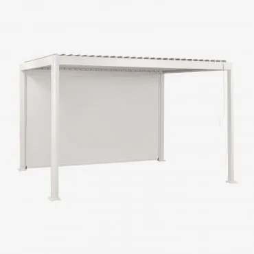 Pérgola Bioclimática De Alumínio Com Lâminas E Toldo Lateral Druvia Gardénia Branco & Pérgula De 3x4 M Com 1 Toldo De 4 M - Sklum