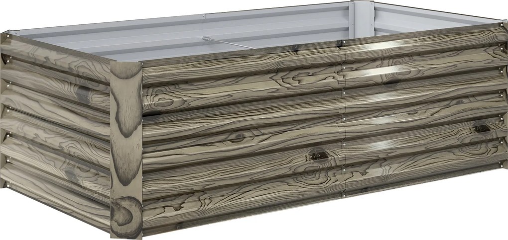 Floreira Exterior Grande Retangular de Aço Galvanizado para Terraço com Base Aberta 180x90x57,5 cm Madeira