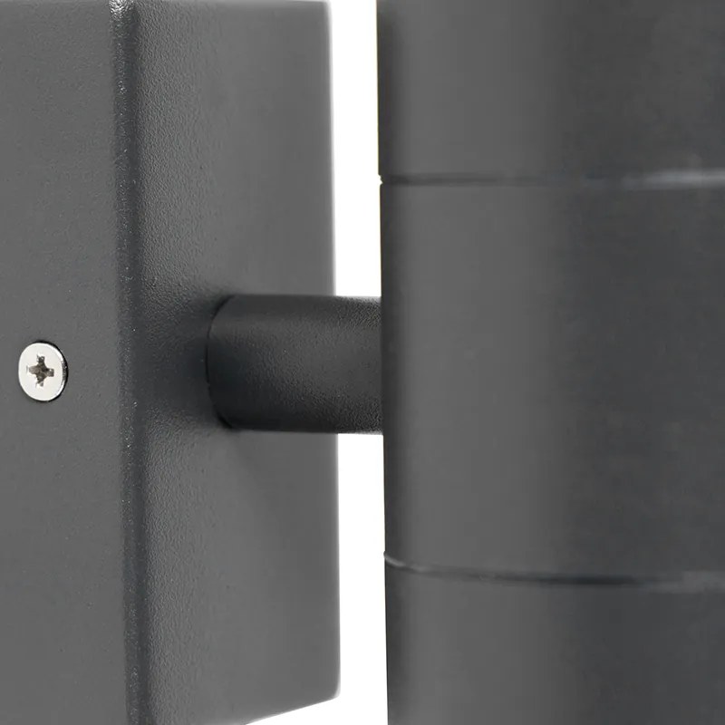 Candeeiro de parede exterior cinzento escuro 2 luzes IP44 - Duo Moderno