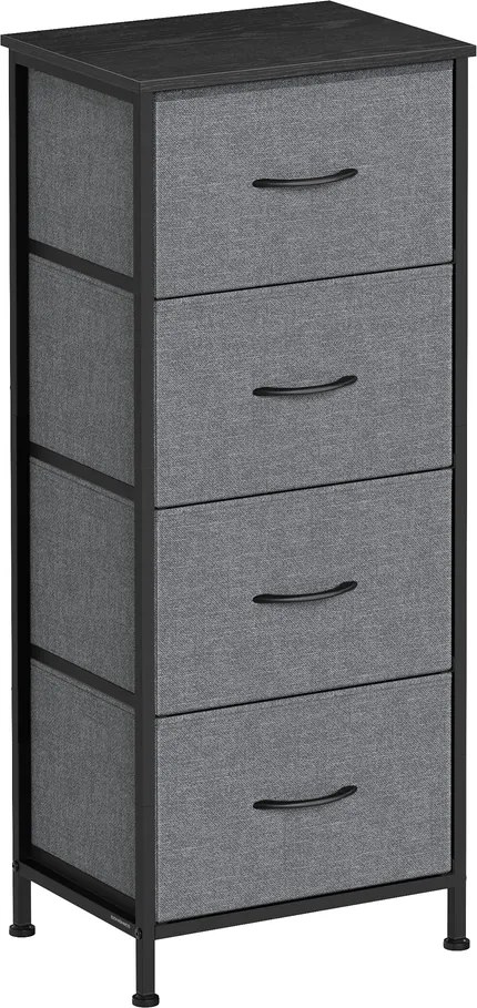 Cómoda, armário, 4 gavetas forradas a tecido 30 x 39,6 x 95,2 cm cinzento