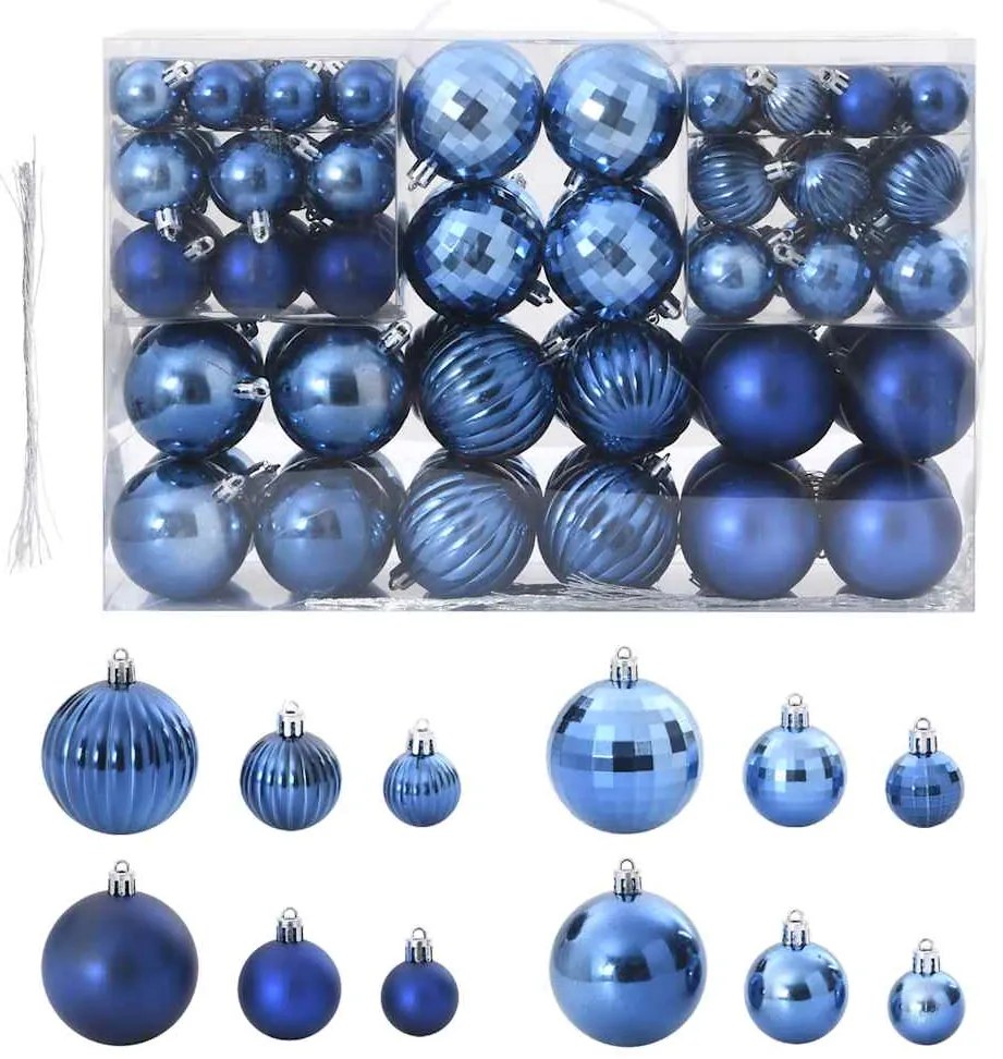 Enfeites de Natal 100 pcs Ø3/4/6 cm azul