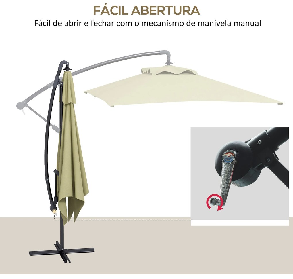 Chapéu de Sol Excêntrico 294x193 cm Chapéu de Sol de Jardim com Base C