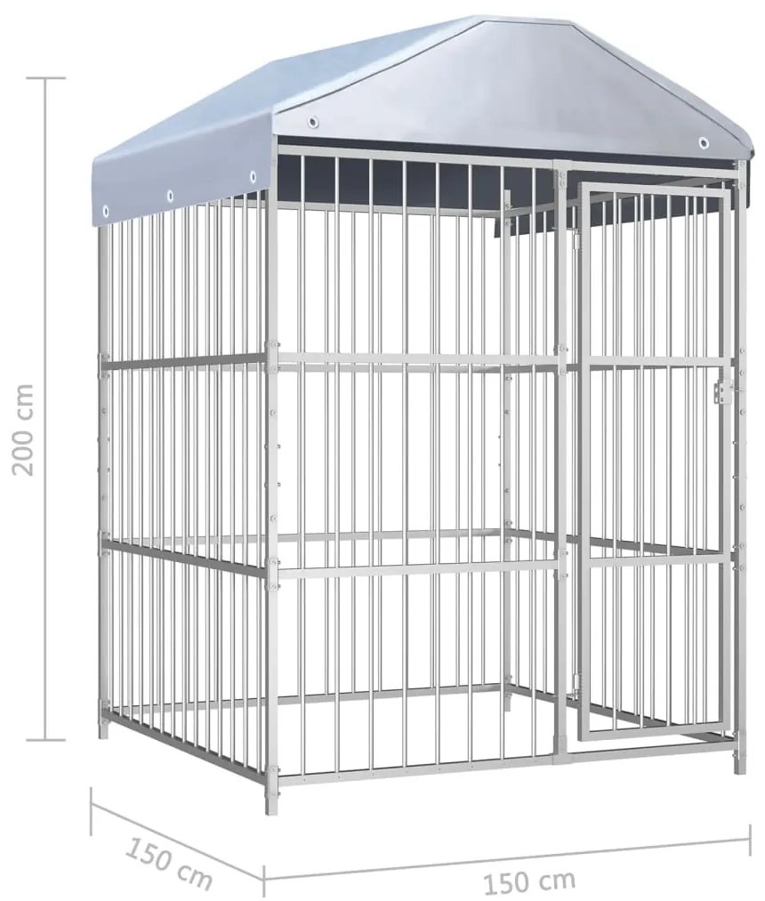 Canil de exterior com telhado 150x150x200 cm
