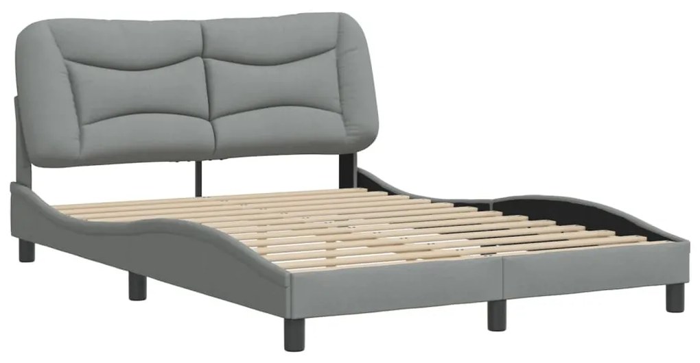 Estrutura de cama sem colchão 140x200 cm tecido cinzento-claro
