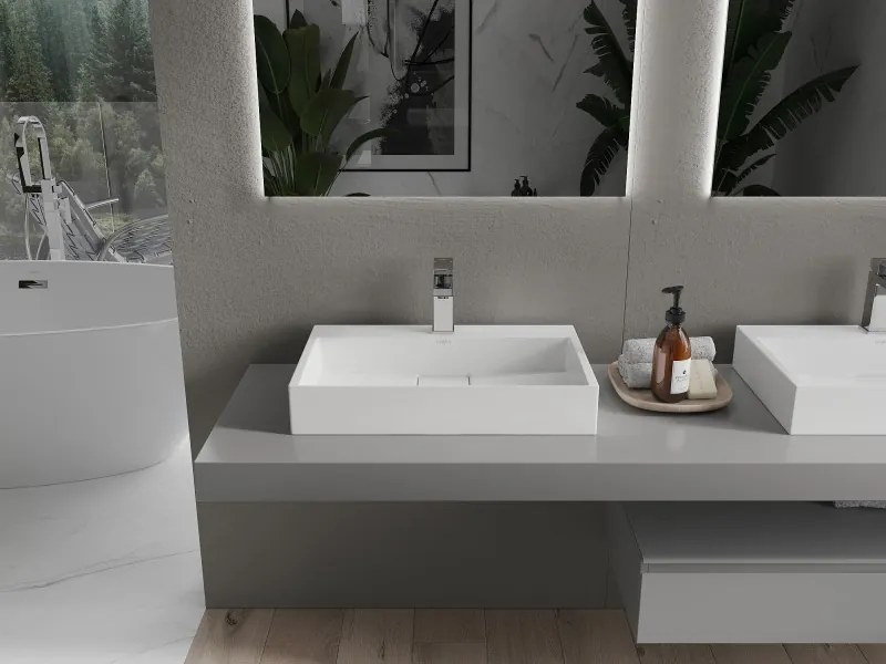 Mexen Ava lavatório de bancada em composto 1/O 60 x 38 cm, branco - 23016001