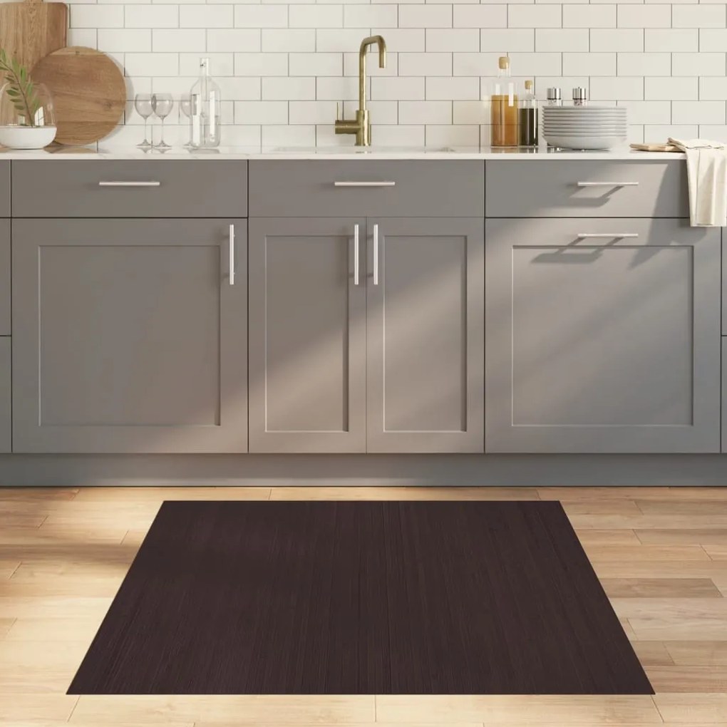 vidaXL Tapete retangular 100x100 cm bambu castanho-escuro