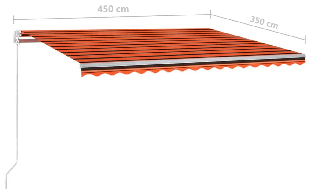 Toldo retrátil automático com postes 4,5x3,5 m laranja/castanho