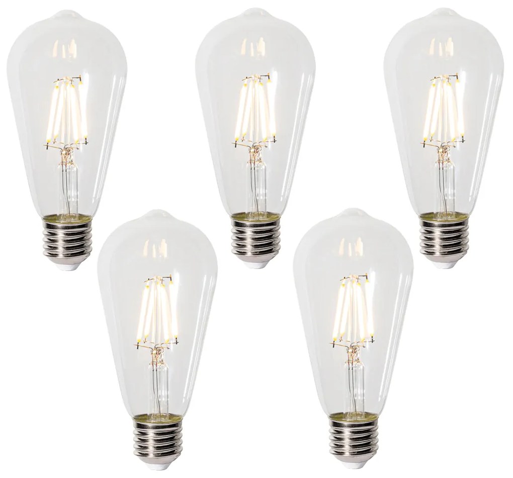Conjunto de 5 E27 dimbare LED lamp ST64 clear 5W 450 lm 2700K