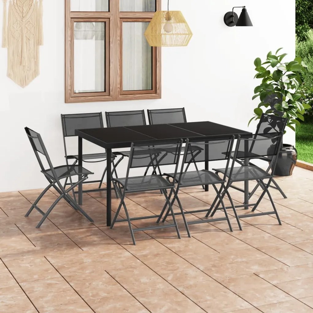 vidaXL 9 pcs conjunto de jantar para exterior aço