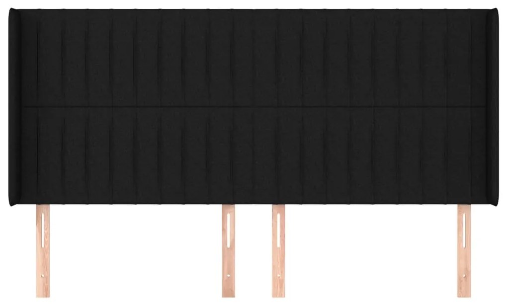 Cabeceira de cama c/ abas tecido 183x16x118/128 cm preto