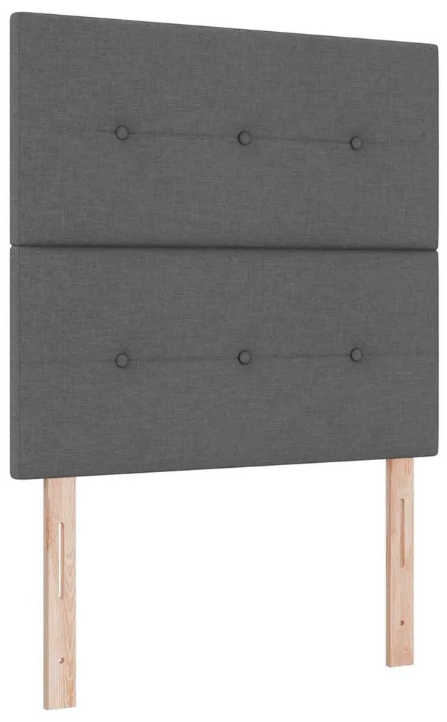 Cama Box Spring com Colchão e Banco Cinza Escuro 120x190 cm Tecido