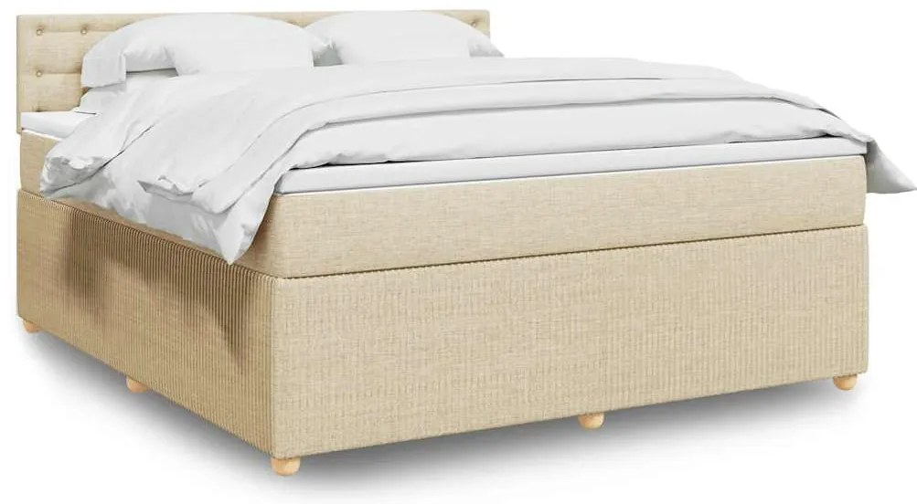 vidaXL Cama com molas/colchão 180x200 cm tecido cor creme