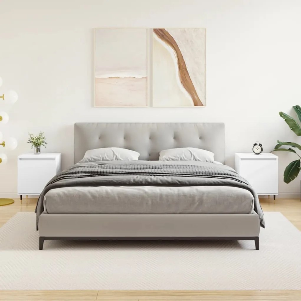 vidaXL Mesas de cabeceira 2pcs 40x30x50 cm derivados de madeira branco