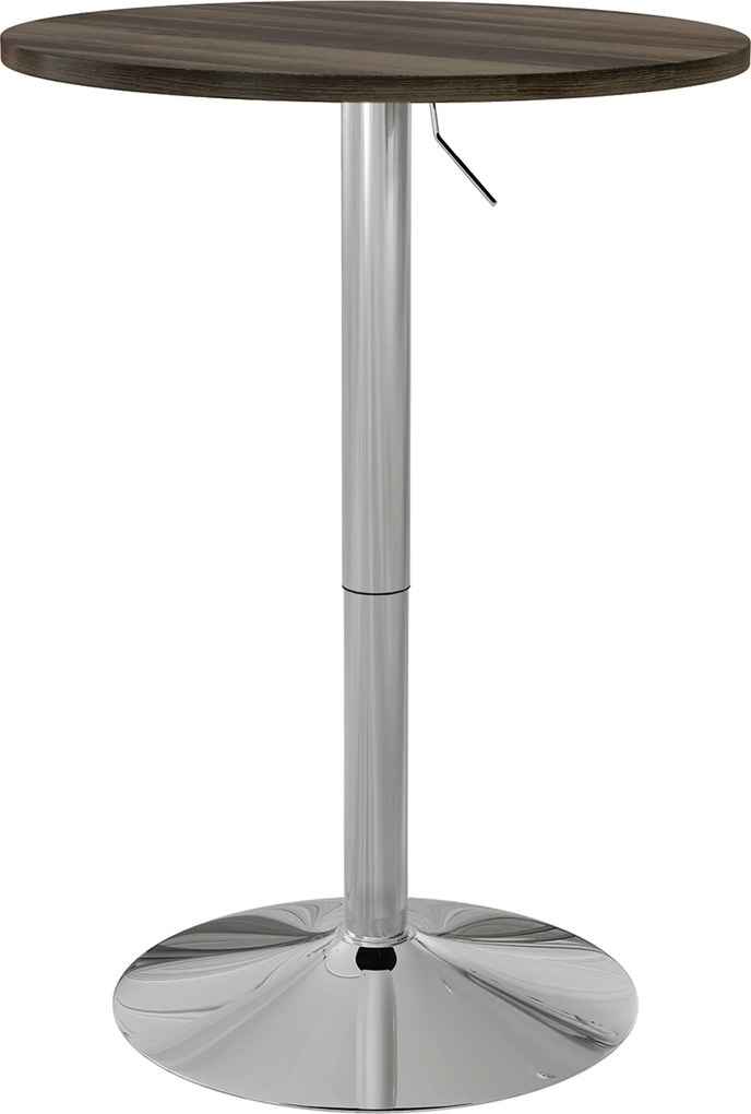 Mesa Alta Cozinha (BANCOS NÃO INCLUIDOS) Mesa Alta Bar Redonda para 2 Pessoas Altura Ajustável Tampo Giratório 360° 60x60x91 cm Nogueira