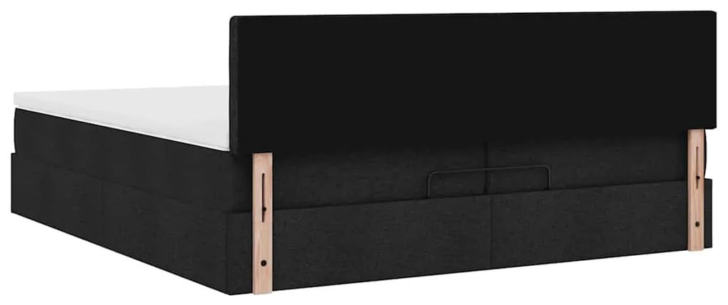 Estrutura de cama otomana com colchão 200x200 cm tecido preto