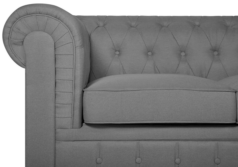 Conjunto de sofás com 4 lugares em tecido cinzento claro CHESTERFIELD BIG Beliani