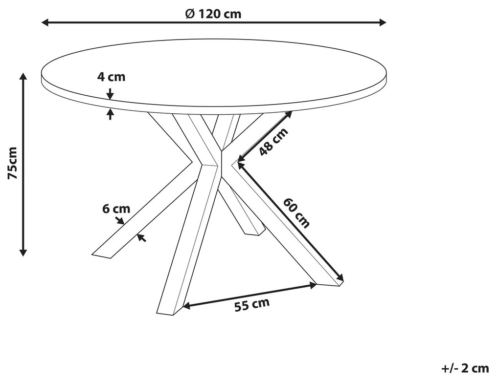 Mesa de jardim redonda em alumínio cinzento e preto ⌀ 120 cm MALETTO Beliani