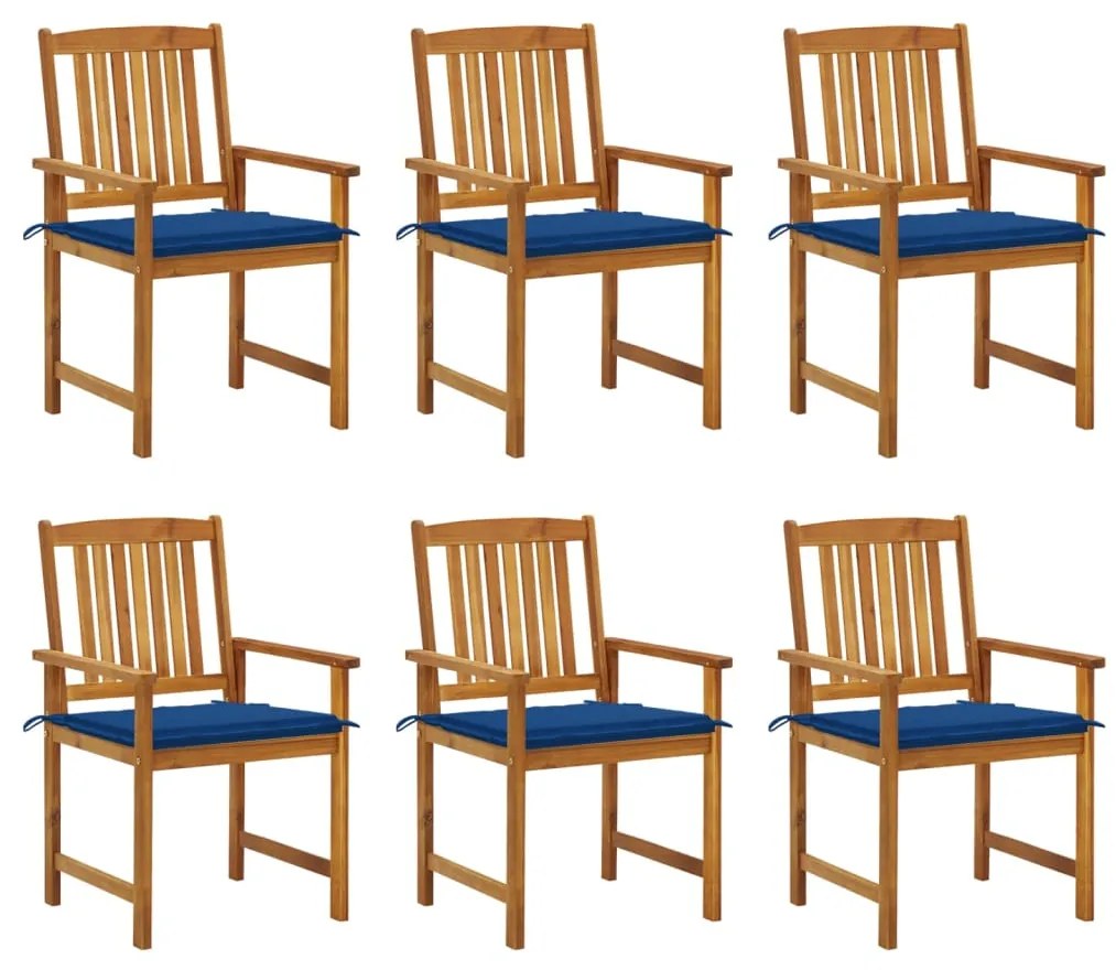 vidaXL Cadeiras de jardim com almofadões 6 pcs acácia maciça