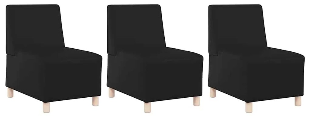 Cadeiras de Sofá 3 pcs Preto 55 x 74 x 82 cm Couro sintético