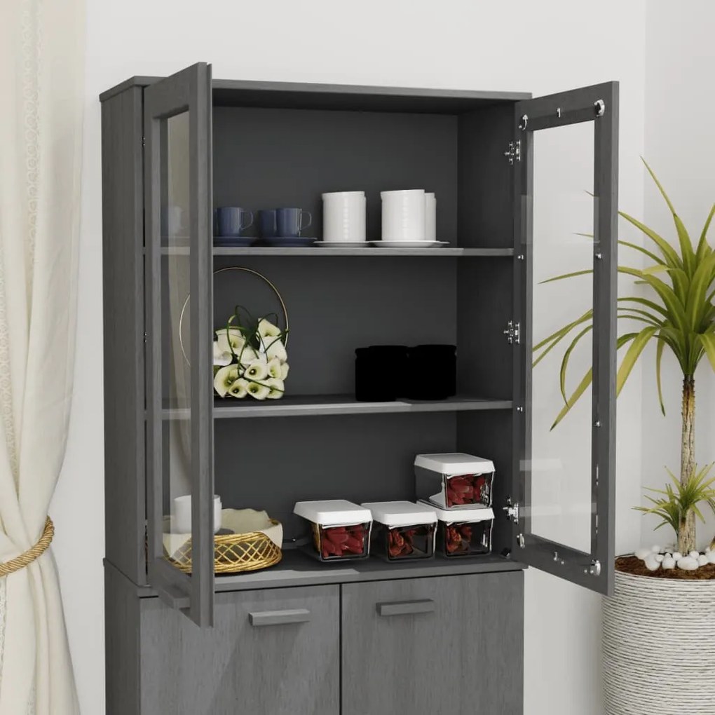 Topo p/ armário alto HAMAR 85x35x100 pinho maciço cinza-escuro