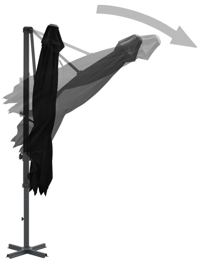 Guarda-sol cantilever com poste de alumínio 250x250 cm preto