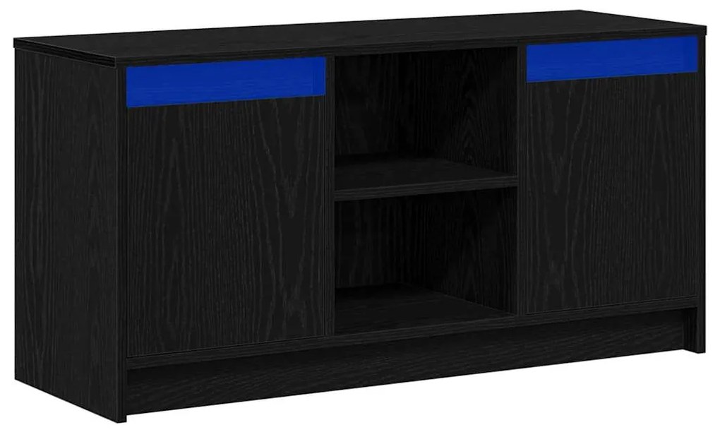 Armário para TV com Luzes de LED em Carvalho Preto, 100x34x50 cm, feit